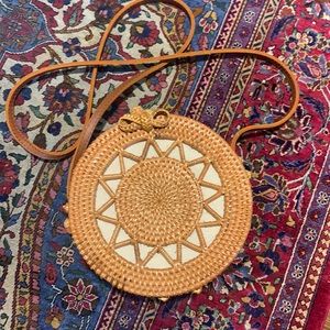 Round Rattan Crossbody Purse